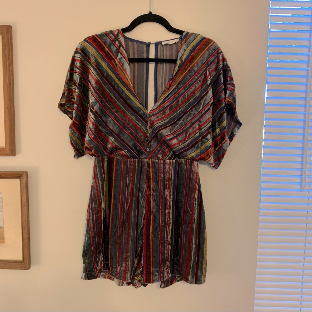 Velvety striped romper